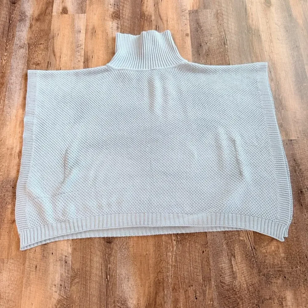 Baby Blue metallic OSFA cowl neck poncho sweater